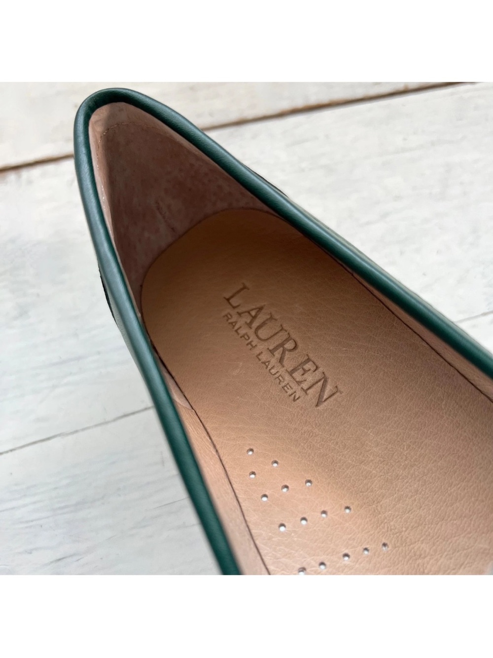 Ralph Lauren Wynnie Leather Women's Penny Loafer Shoe Sz 9 Season Green Holiday - Picture 11 of 15
